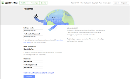 Registering an OpenStreetMap account