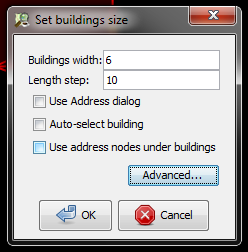 Set buildings size dialog